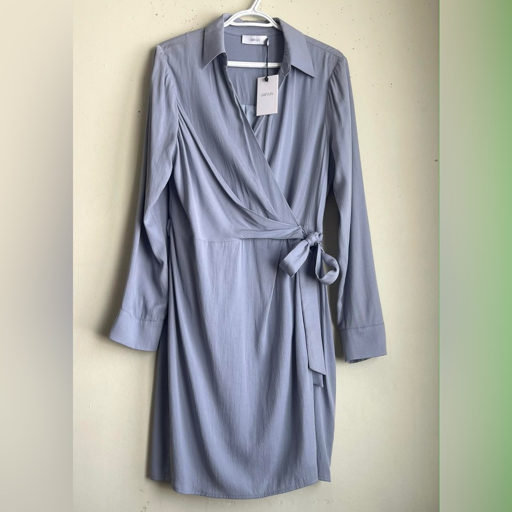 Greylin Soft Blue Long Sleeve Dress